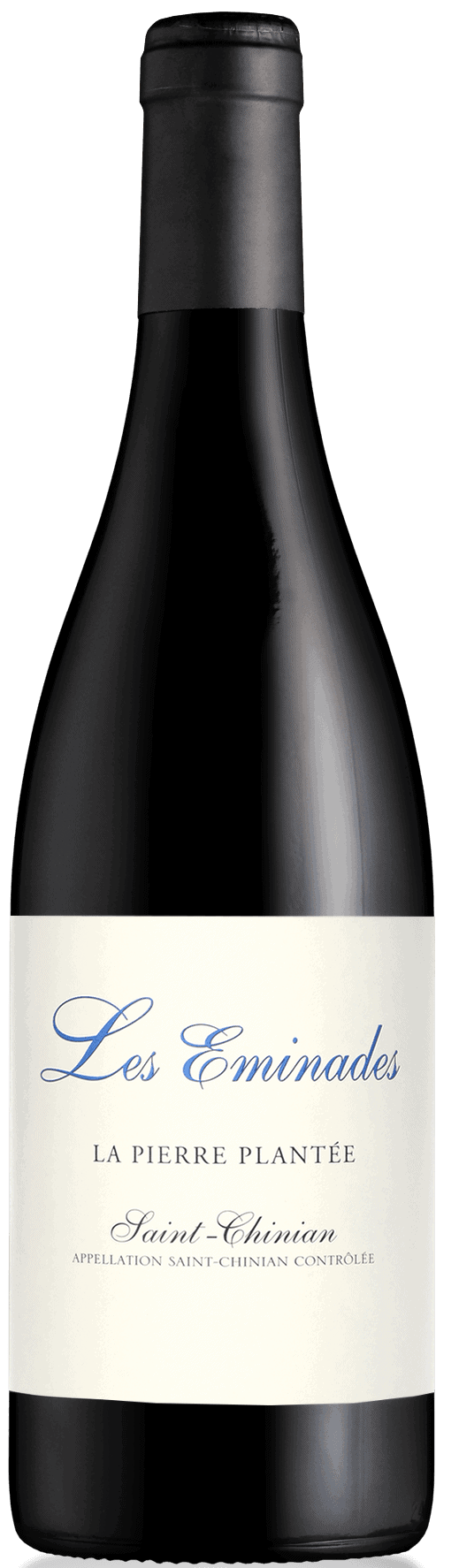 bouteille de vin rouge. Domaine les Eminades. Cuvée Pierre plantée AOP ST CHINIAN patricia et luc bettoni